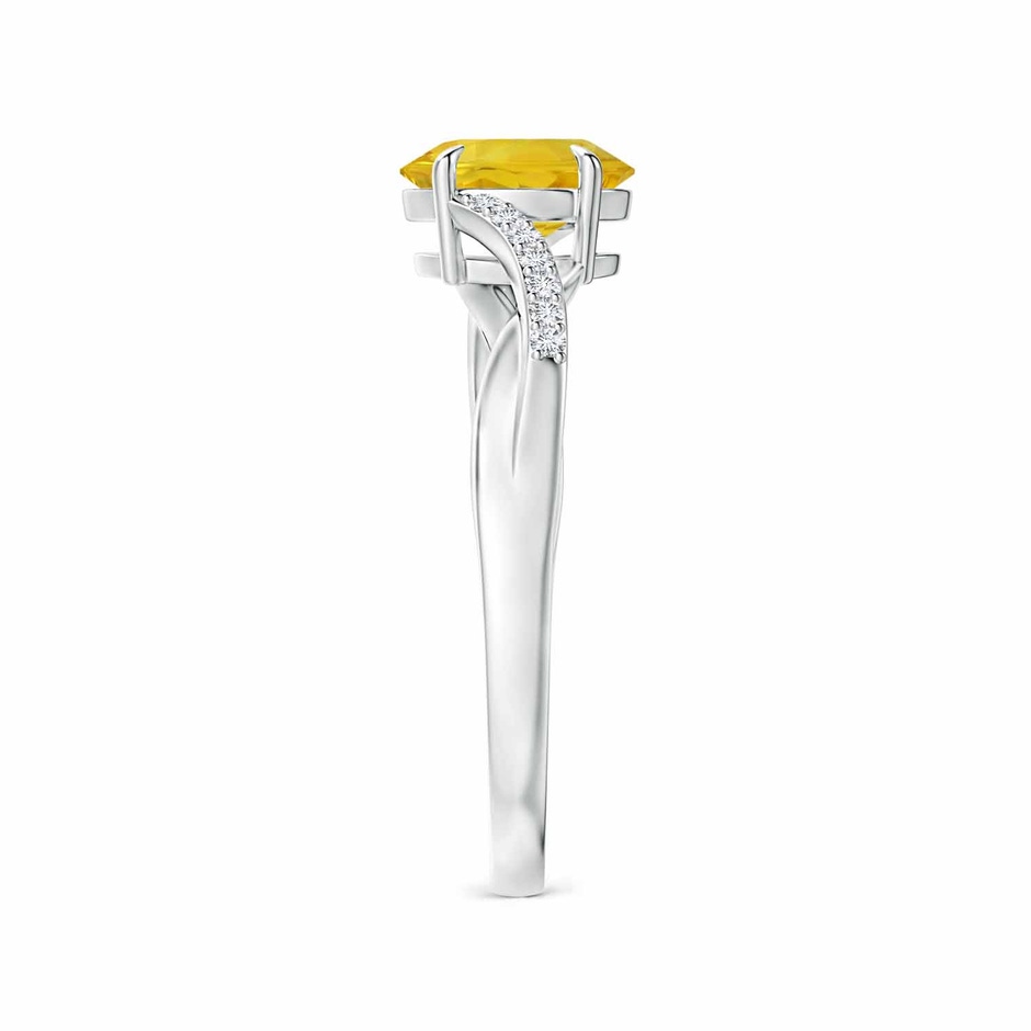 7x5mm AAA Oval Yellow Sapphire Split Shank Ring with Diamond Accents in P950 Platinum side 299