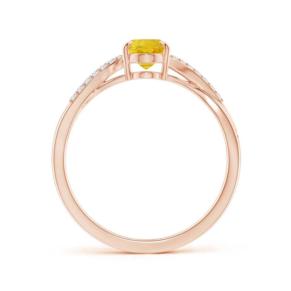 7x5mm AAA Oval Yellow Sapphire Split Shank Ring with Diamond Accents in Rose Gold side 199