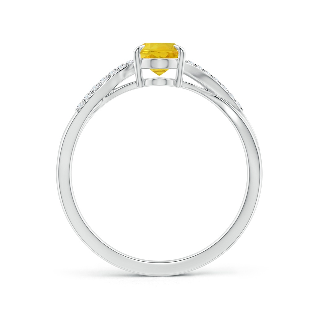 7x5mm AAA Oval Yellow Sapphire Split Shank Ring with Diamond Accents in White Gold - side 199