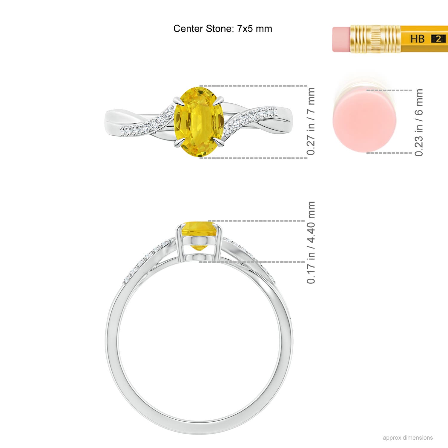 AAA - Yellow Sapphire / 1.1 CT / 14 KT White Gold