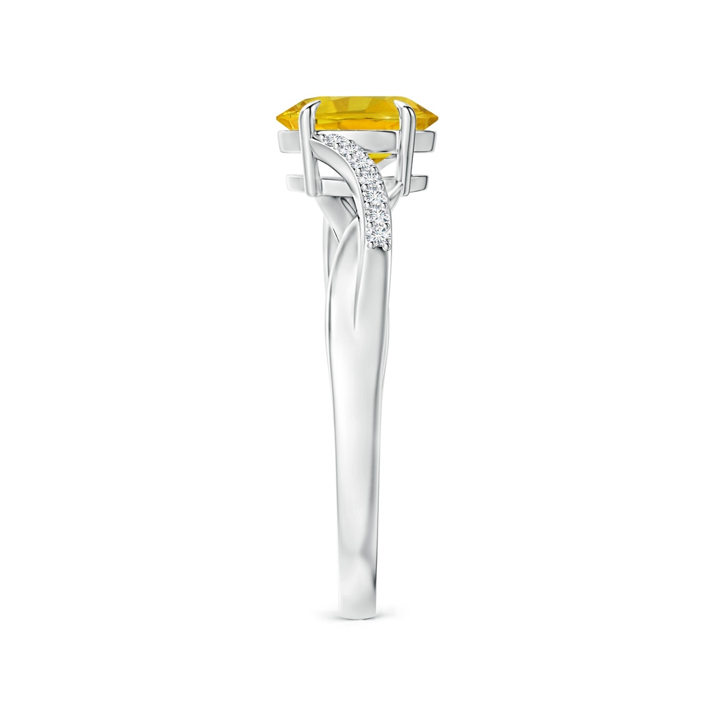 7x5mm AAAA Oval Yellow Sapphire Split Shank Ring with Diamond Accents in 9K White Gold Side 299