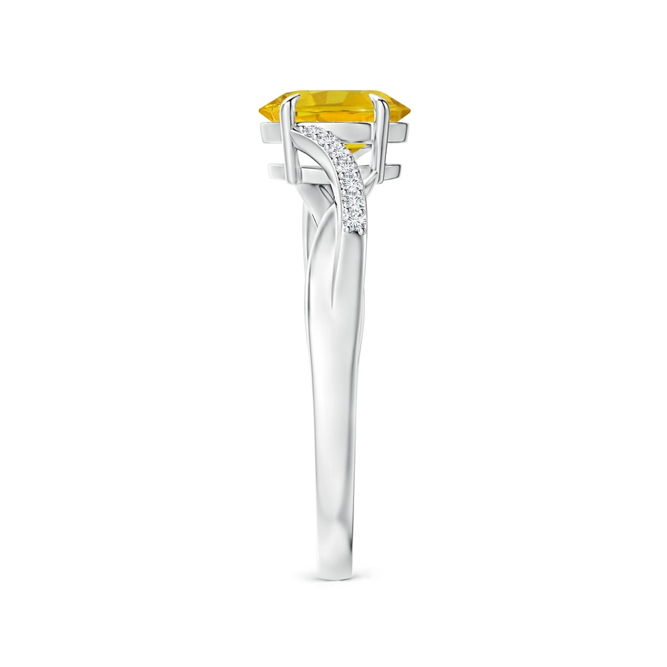 7x5mm AAAA Oval Yellow Sapphire Split Shank Ring with Diamond Accents in 9K White Gold side 299