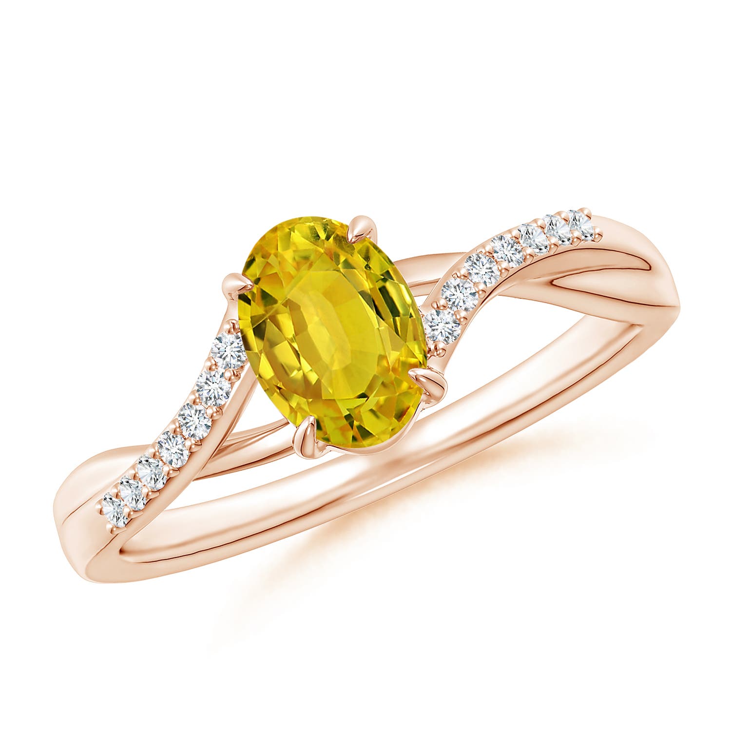 AAAA - Yellow Sapphire / 1.1 CT / 14 KT Rose Gold