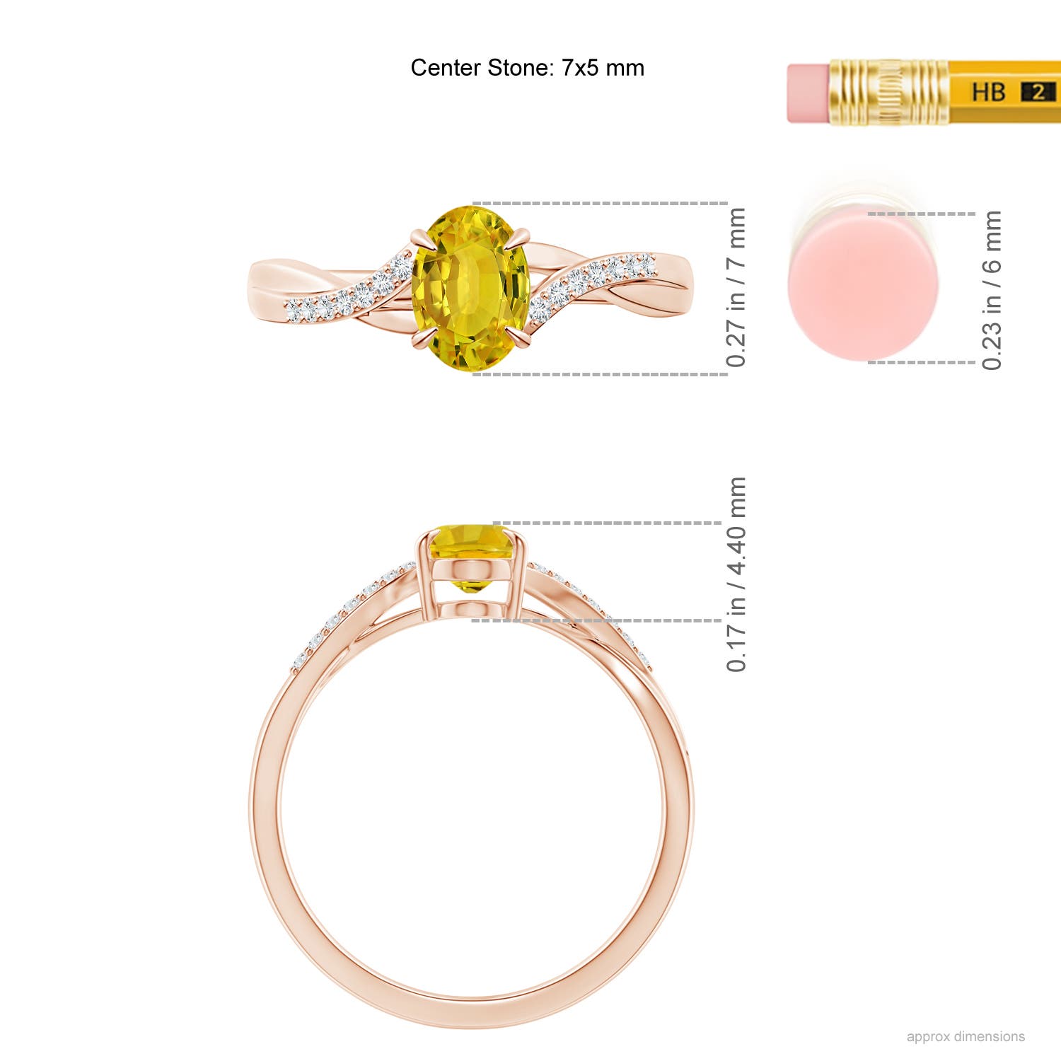 AAAA - Yellow Sapphire / 1.1 CT / 14 KT Rose Gold