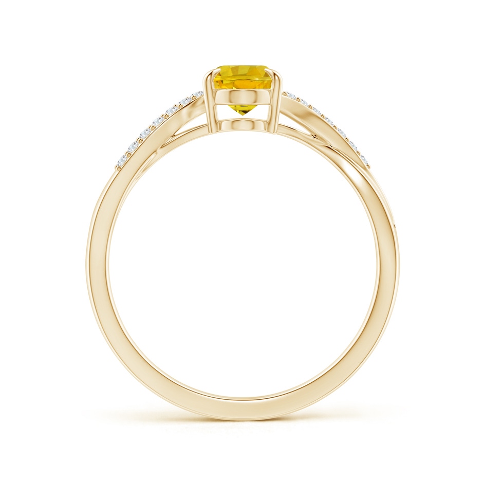 7x5mm AAAA Oval Yellow Sapphire Split Shank Ring with Diamond Accents in Yellow Gold side 199