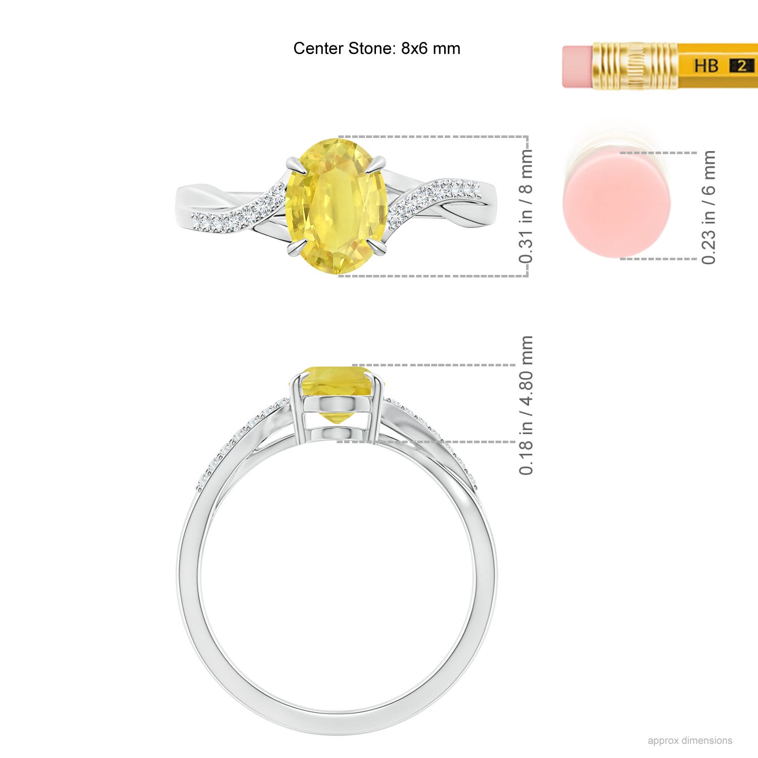 A - Yellow Sapphire / 1.61 CT / 14 KT White Gold