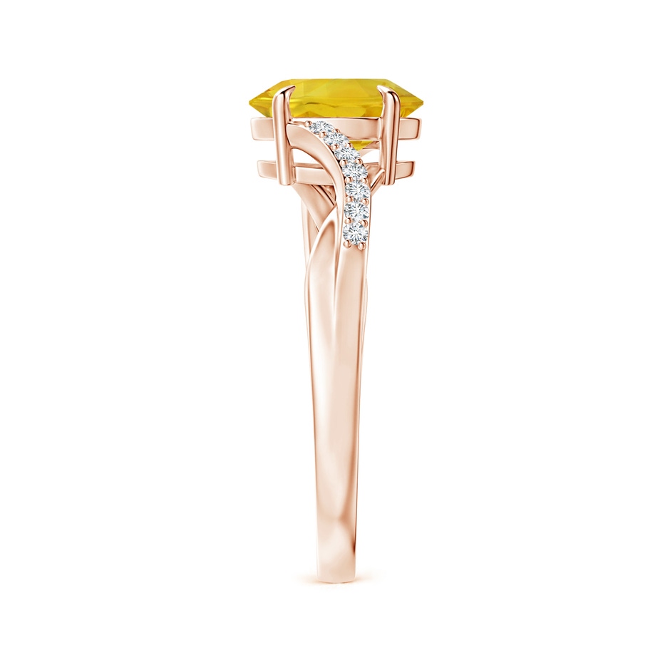 8x6mm AAA Oval Yellow Sapphire Split Shank Ring with Diamond Accents in Rose Gold side 299