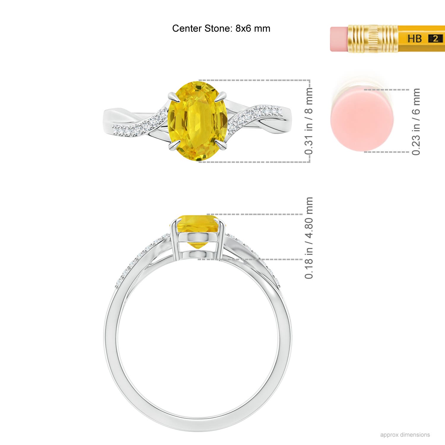 AAA - Yellow Sapphire / 1.61 CT / 14 KT White Gold