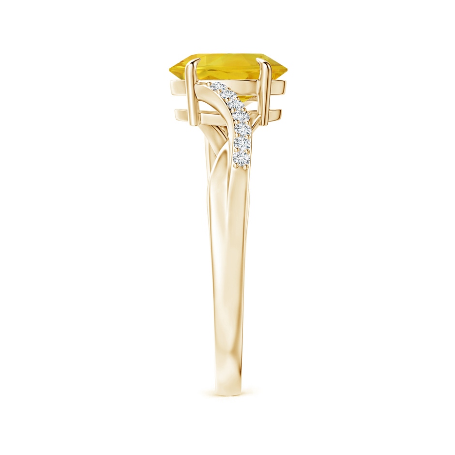 8x6mm AAA Oval Yellow Sapphire Split Shank Ring with Diamond Accents in Yellow Gold side 299