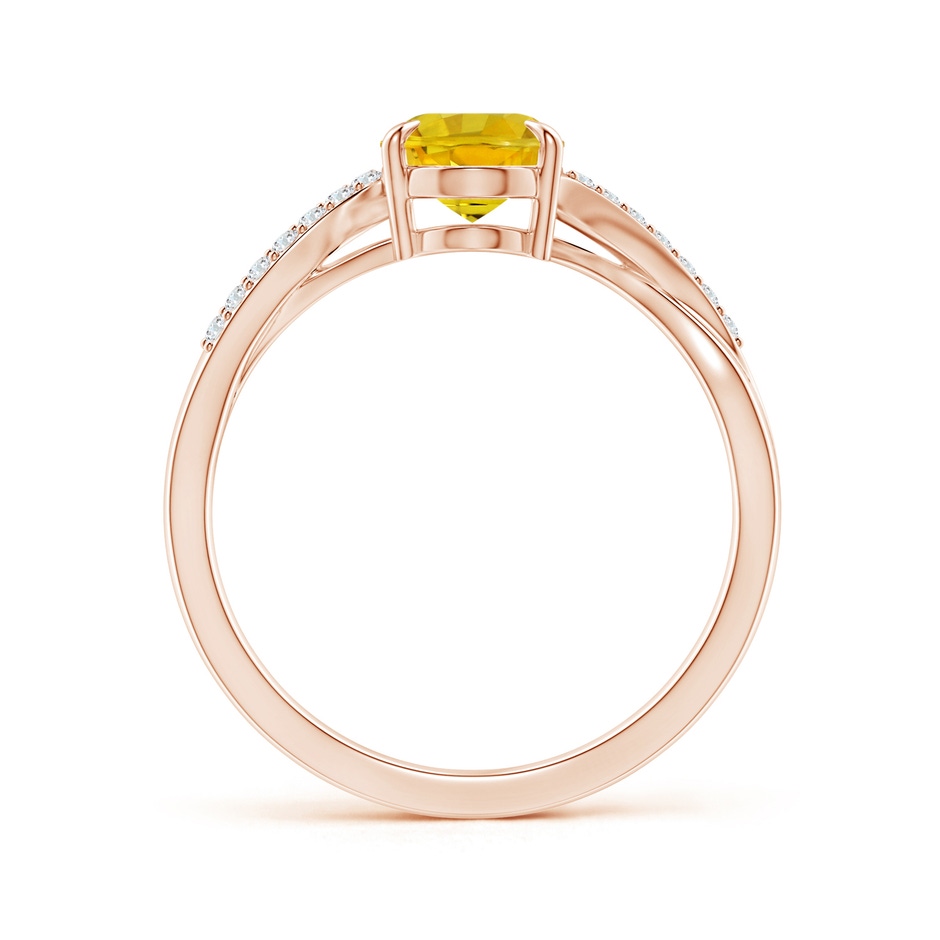 8x6mm AAAA Oval Yellow Sapphire Split Shank Ring with Diamond Accents in Rose Gold side 199