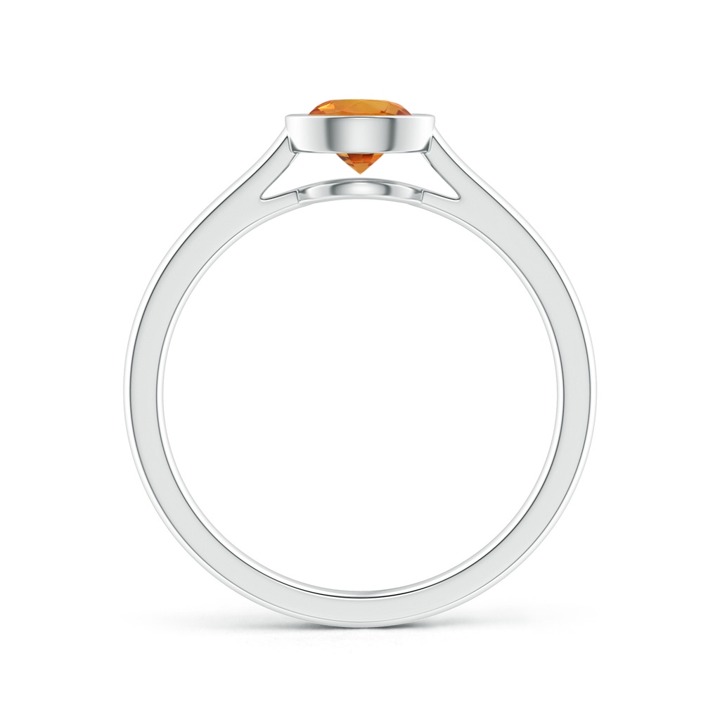 5mm AAA Classic Bezel-Set Round Orange Sapphire Solitaire Ring in White Gold Side-1