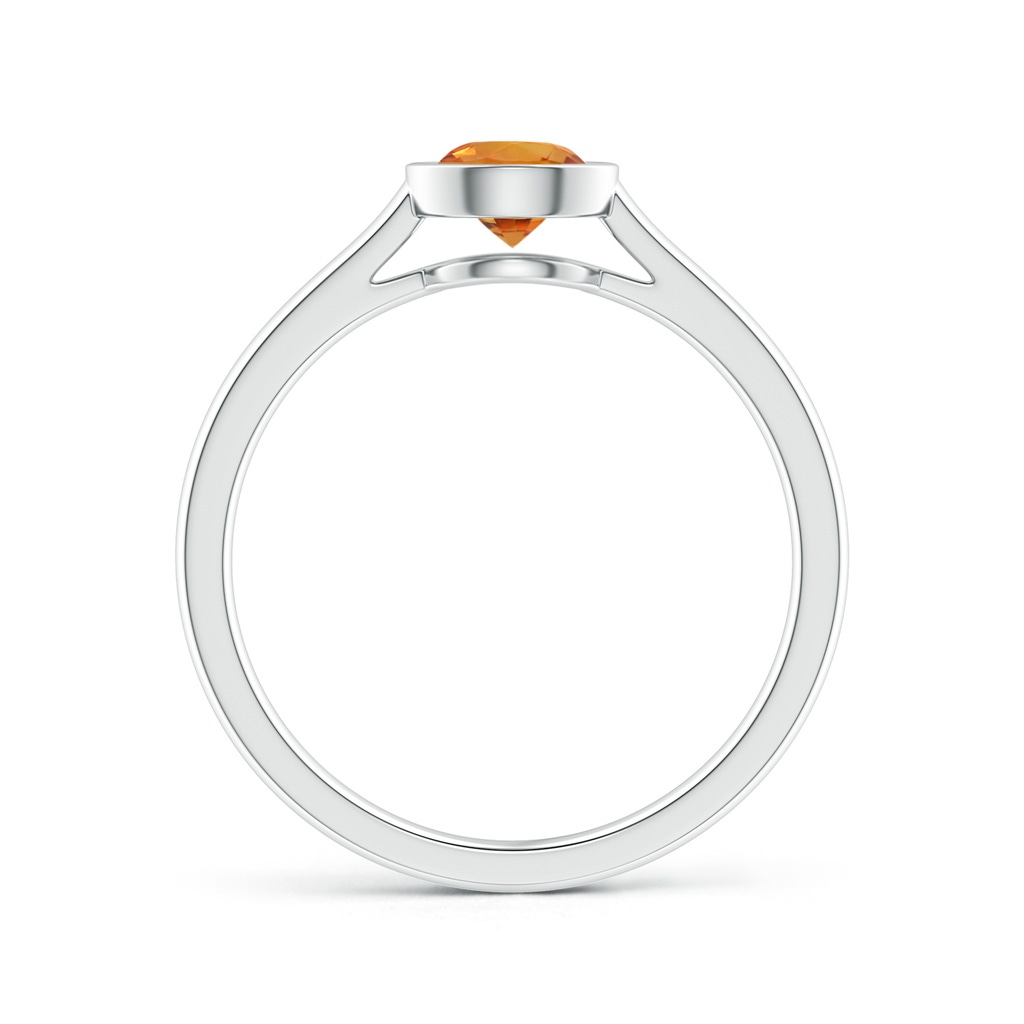 5mm AAA Classic Bezel-Set Round Orange Sapphire Solitaire Ring in White Gold - side 199