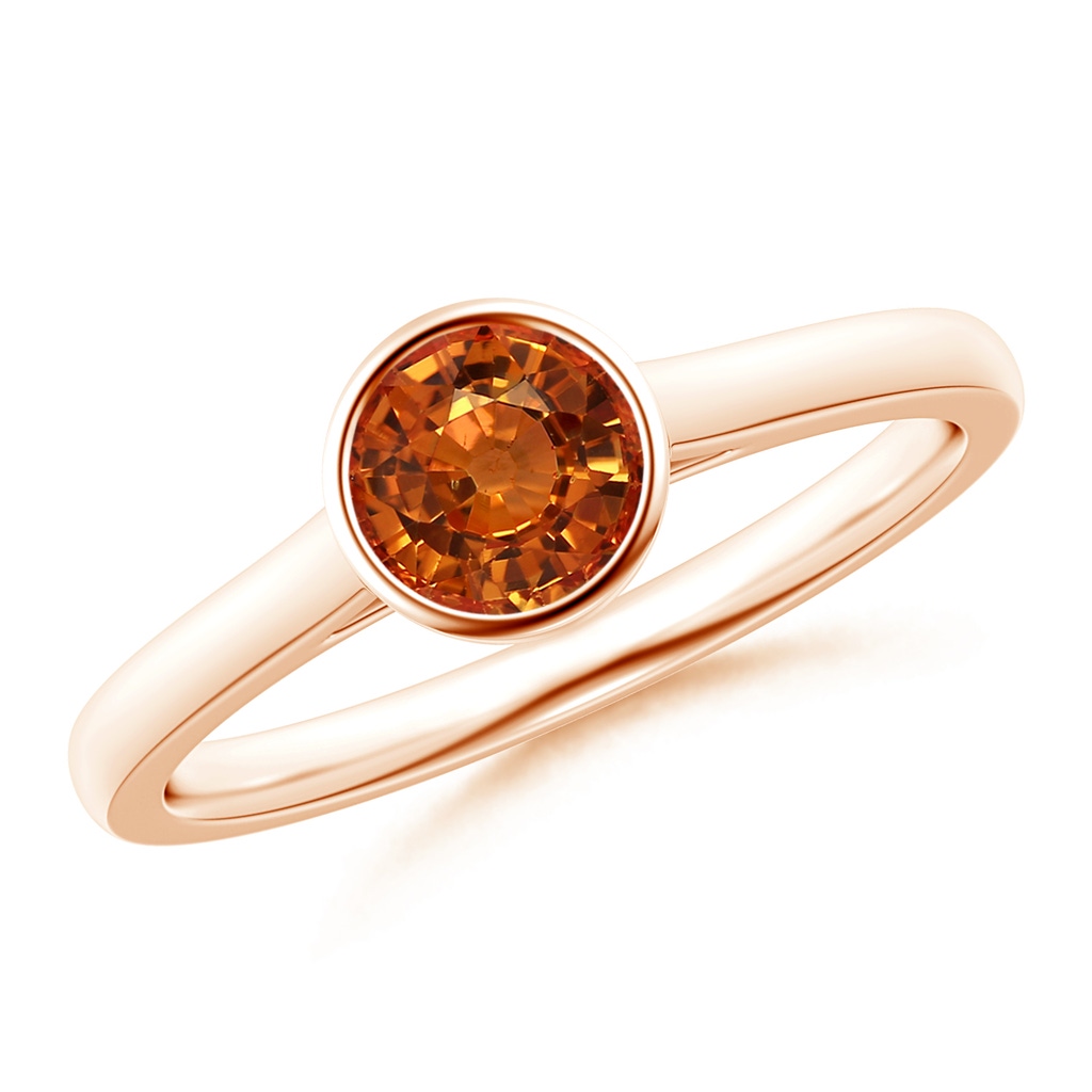 5mm AAAA Classic Bezel-Set Round Orange Sapphire Solitaire Ring in Rose Gold