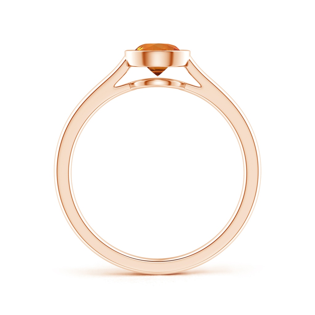 5mm AAAA Classic Bezel-Set Round Orange Sapphire Solitaire Ring in Rose Gold - side 199