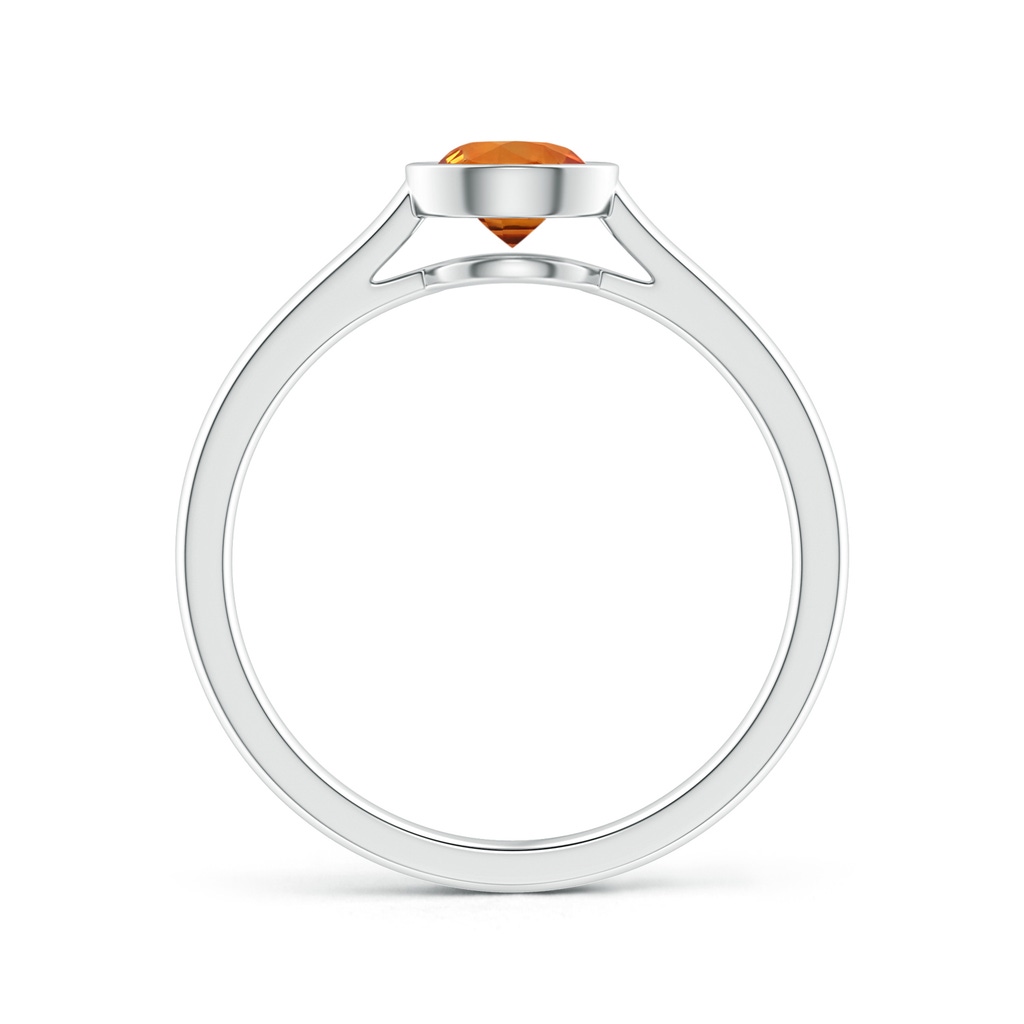 5mm AAAA Classic Bezel-Set Round Orange Sapphire Solitaire Ring in White Gold - side 199