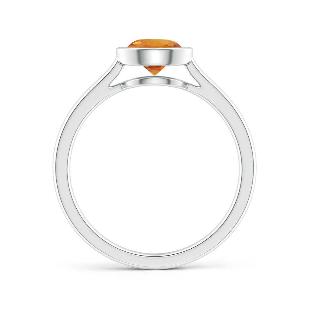 6mm AAA Classic Bezel-Set Round Orange Sapphire Solitaire Ring in White Gold Side-1