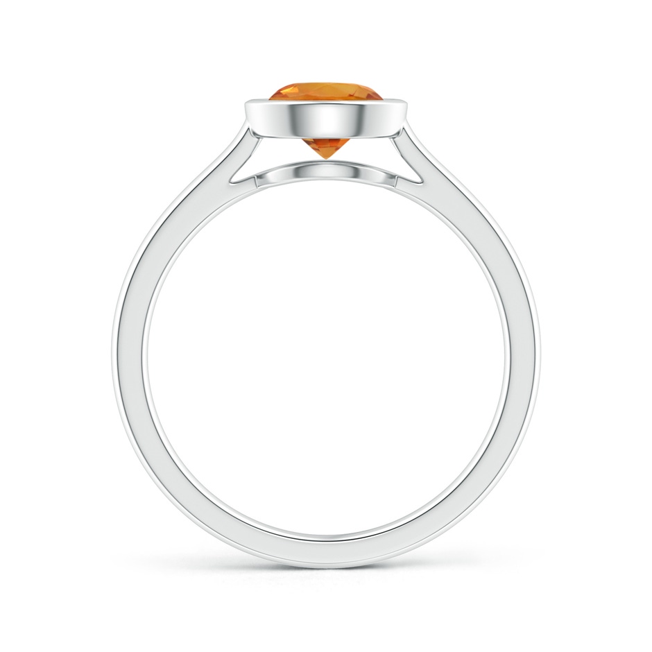 6mm AAA Classic Bezel-Set Round Orange Sapphire Solitaire Ring in White Gold side-1