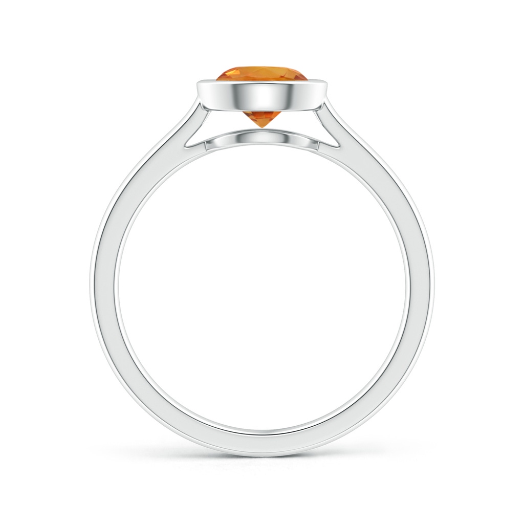 6mm AAA Classic Bezel-Set Round Orange Sapphire Solitaire Ring in White Gold - side 199