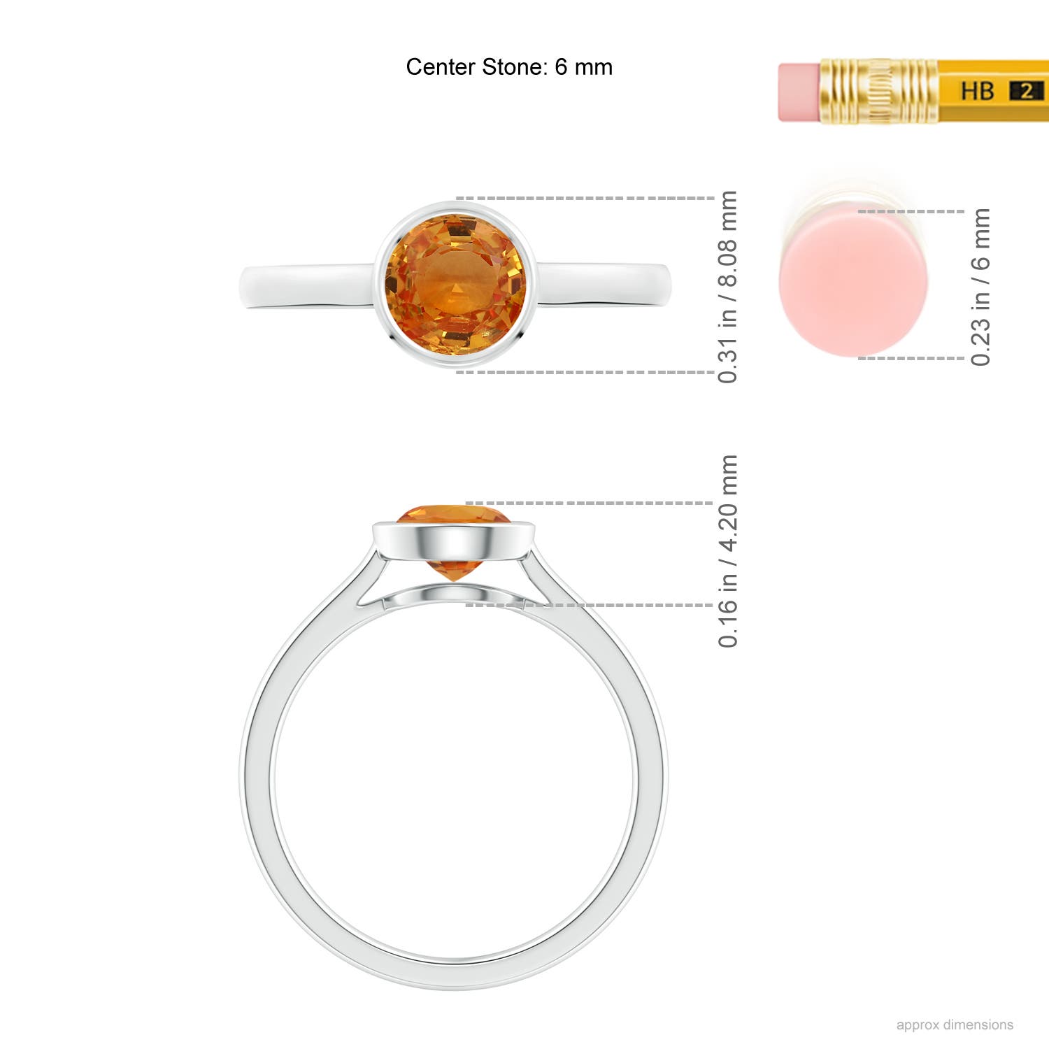 AAA - Orange Sapphire / 1 CT / 14 KT White Gold