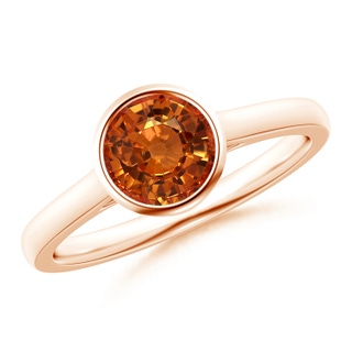 6mm AAAA Classic Bezel-Set Round Orange Sapphire Solitaire Ring in Rose Gold