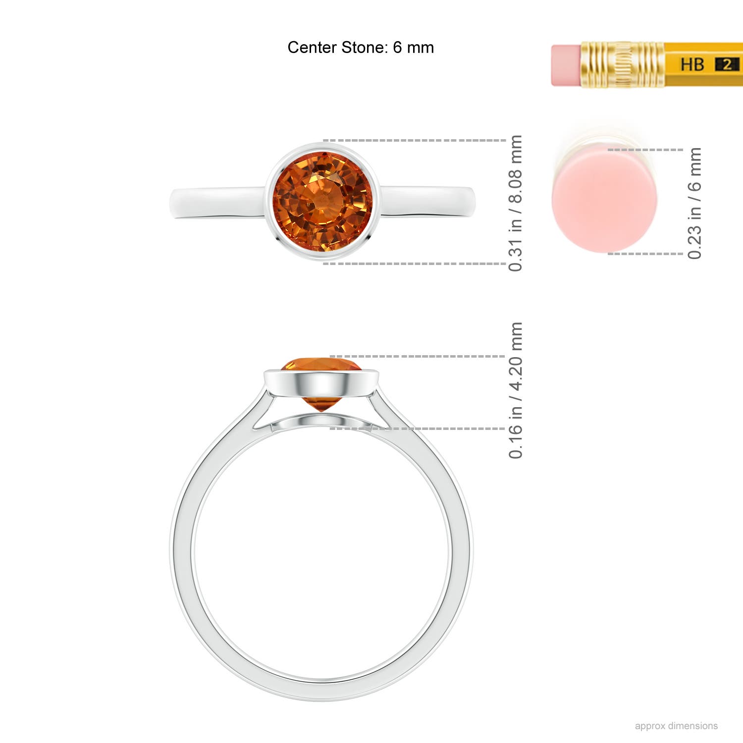 AAAA - Orange Sapphire / 1 CT / 14 KT White Gold