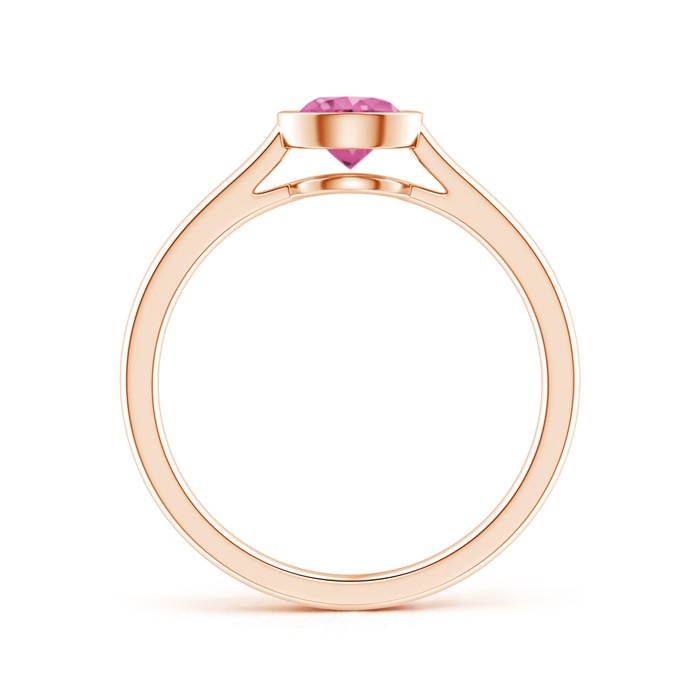 5mm AAA Classic Bezel-Set Round Pink Sapphire Solitaire Ring in Rose Gold product image