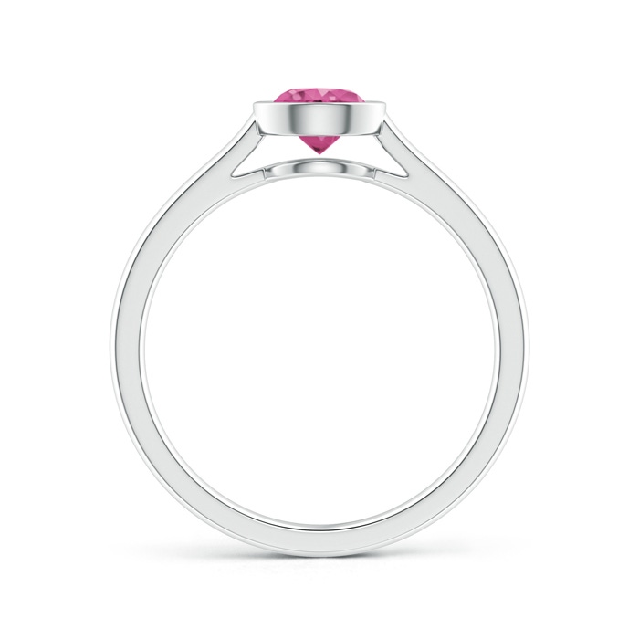 5mm AAAA Classic Bezel-Set Round Pink Sapphire Solitaire Ring in P950 Platinum product image