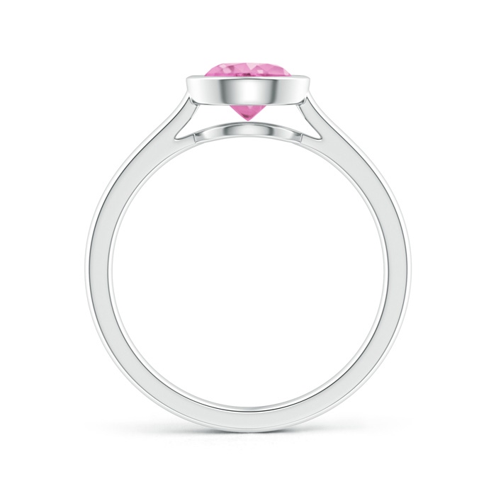6mm A Classic Bezel-Set Round Pink Sapphire Solitaire Ring in White Gold product image
