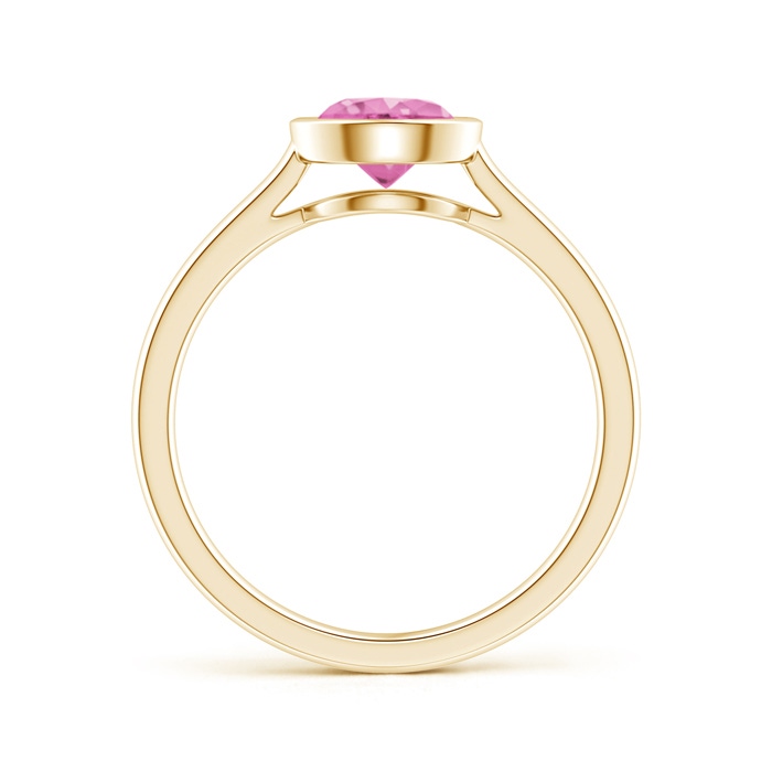 6mm AA Classic Bezel-Set Round Pink Sapphire Solitaire Ring in Yellow Gold product image