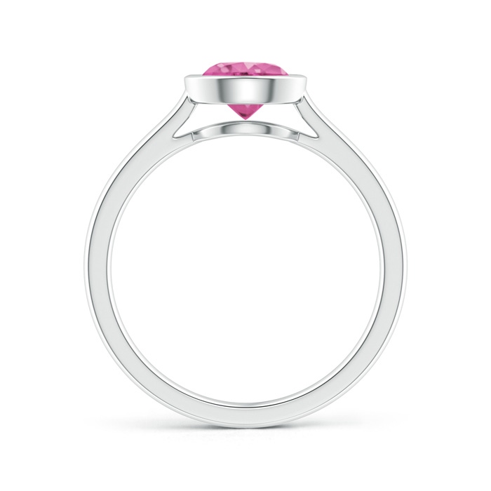 6mm AAA Classic Bezel-Set Round Pink Sapphire Solitaire Ring in White Gold product image