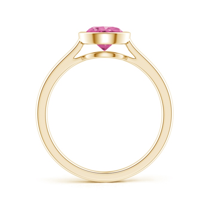 6mm AAA Classic Bezel-Set Round Pink Sapphire Solitaire Ring in Yellow Gold Product Image