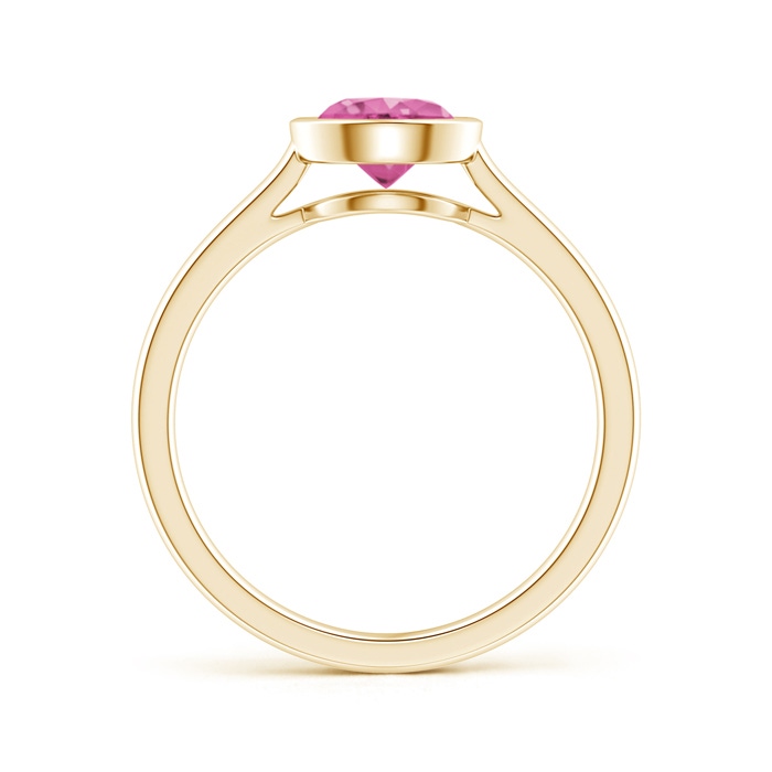 6mm AAA Classic Bezel-Set Round Pink Sapphire Solitaire Ring in Yellow Gold product image