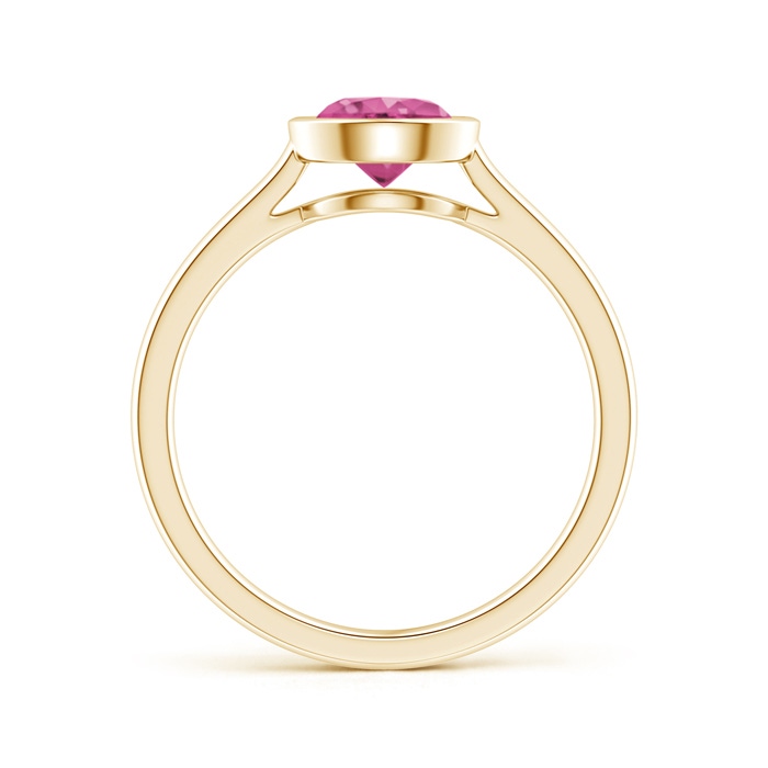 6mm AAAA Classic Bezel-Set Round Pink Sapphire Solitaire Ring in Yellow Gold product image