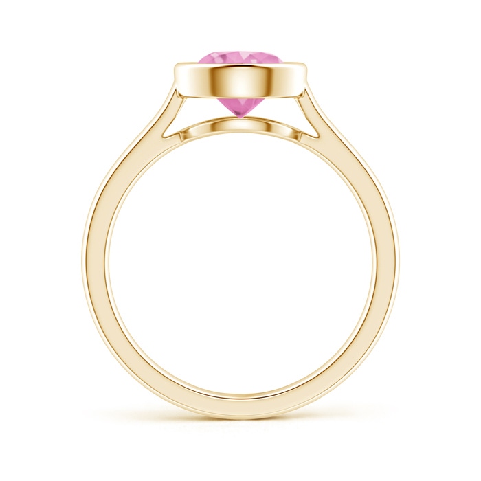 7mm A Classic Bezel-Set Round Pink Sapphire Solitaire Ring in Yellow Gold product image