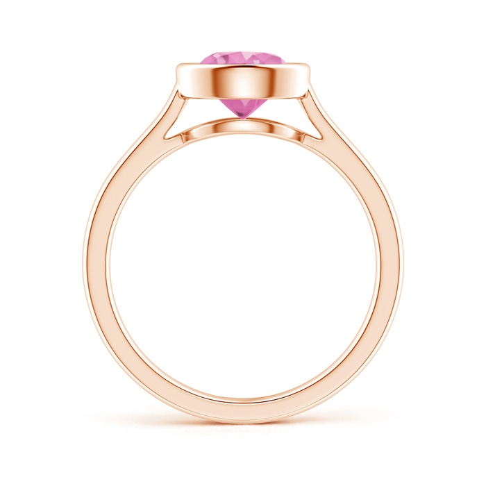 7mm AA Classic Bezel-Set Round Pink Sapphire Solitaire Ring in Rose Gold product image