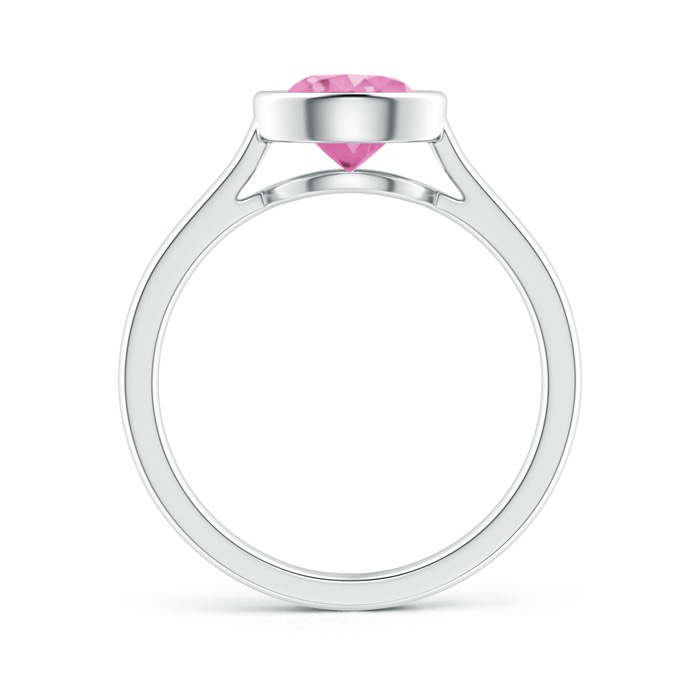 7mm AA Classic Bezel-Set Round Pink Sapphire Solitaire Ring in White Gold product image