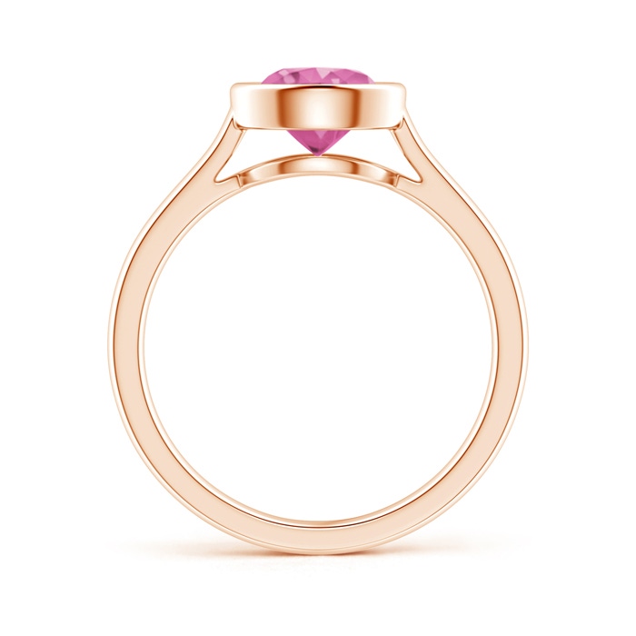 7mm AAA Classic Bezel-Set Round Pink Sapphire Solitaire Ring in Rose Gold product image