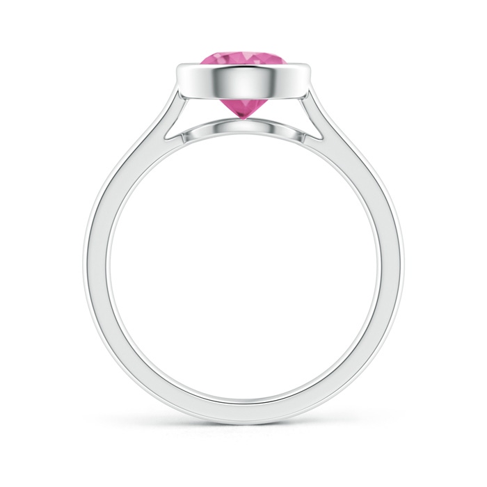 7mm AAA Classic Bezel-Set Round Pink Sapphire Solitaire Ring in White Gold product image