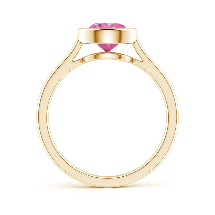 7mm AAA Classic Bezel-Set Round Pink Sapphire Solitaire Ring in Yellow Gold product image