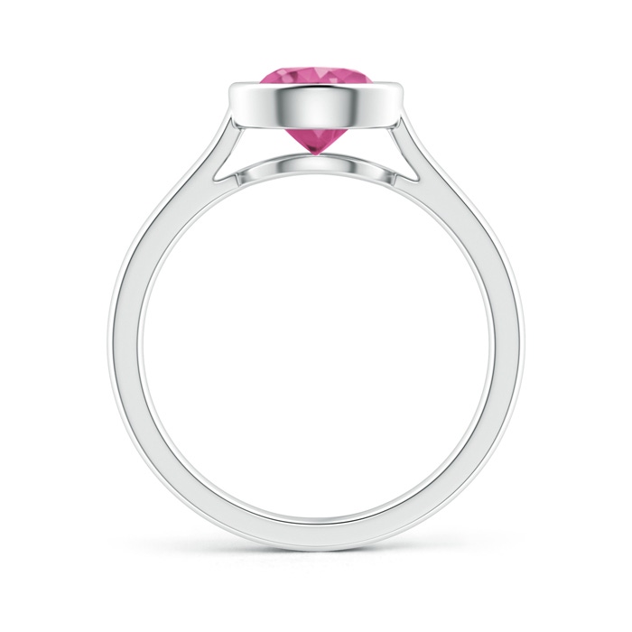 7mm AAAA Classic Bezel-Set Round Pink Sapphire Solitaire Ring in P950 Platinum product image