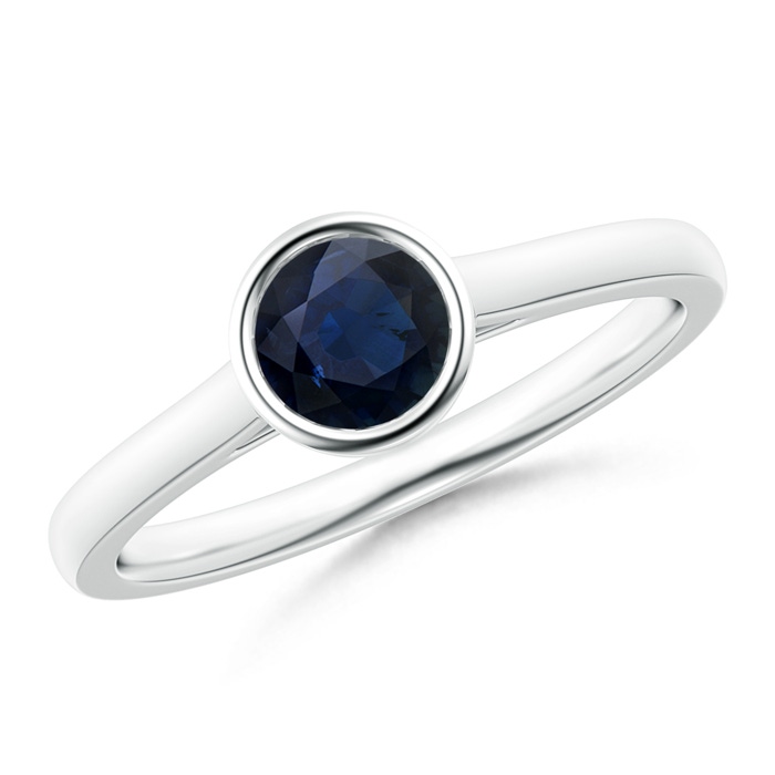 5mm A Classic Bezel-Set Round Blue Sapphire Solitaire Ring in P950 Platinum 
