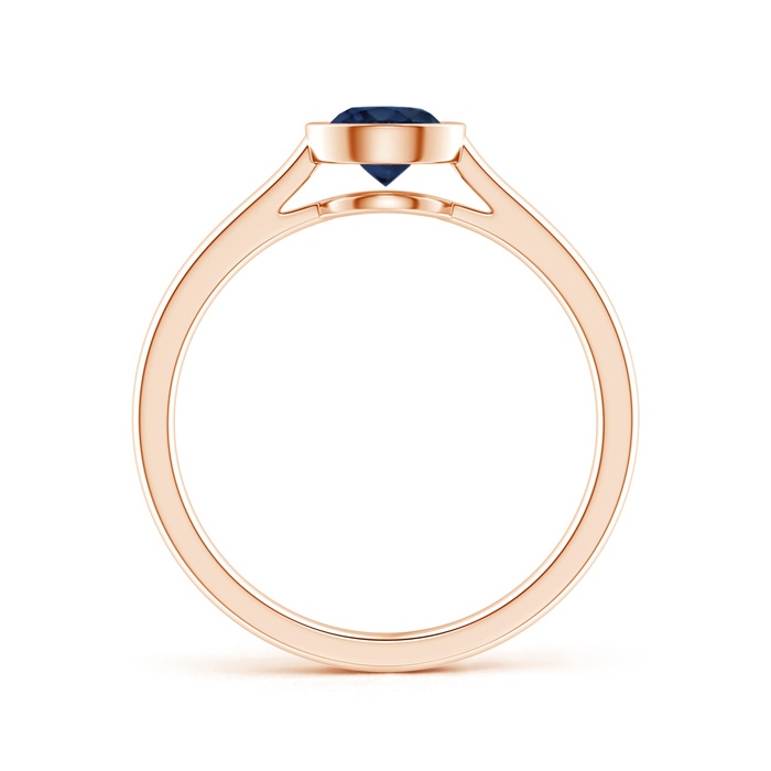 5mm AA Classic Bezel-Set Round Blue Sapphire Solitaire Ring in Rose Gold Side-1
