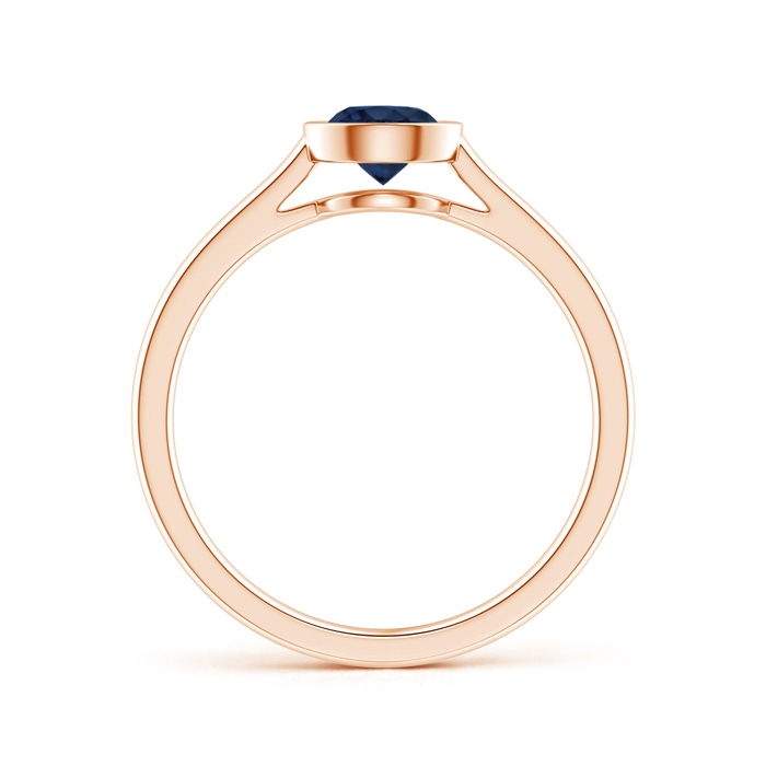 5mm AA Classic Bezel-Set Round Blue Sapphire Solitaire Ring in Rose Gold side-1