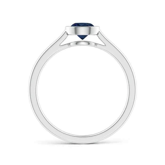 5mm AA Classic Bezel-Set Round Blue Sapphire Solitaire Ring in White Gold side-1