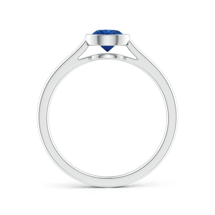 5mm AAA Classic Bezel-Set Round Blue Sapphire Solitaire Ring in P950 Platinum - side 1