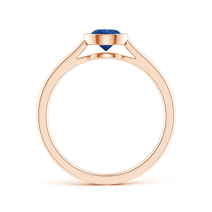5mm AAA Classic Bezel-Set Round Blue Sapphire Solitaire Ring in Rose Gold Side-1