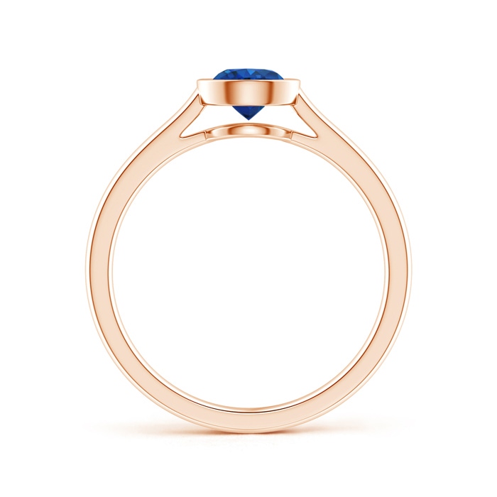 5mm AAA Classic Bezel-Set Round Blue Sapphire Solitaire Ring in Rose Gold side-1
