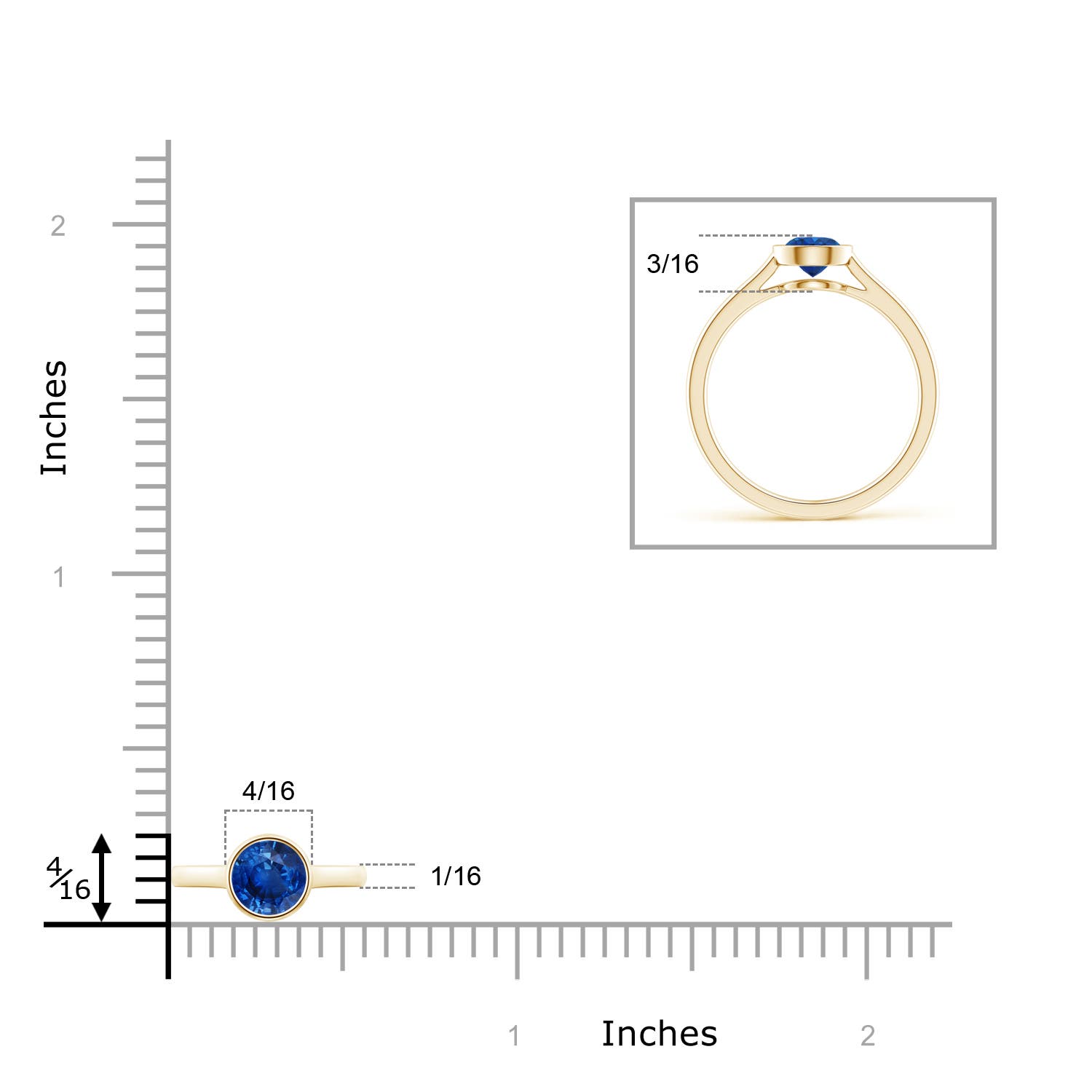 AAA - Blue Sapphire / 0.6 CT / 14 KT Yellow Gold