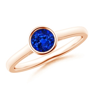 5mm AAAA Classic Bezel-Set Round Blue Sapphire Solitaire Ring in 9K Rose Gold