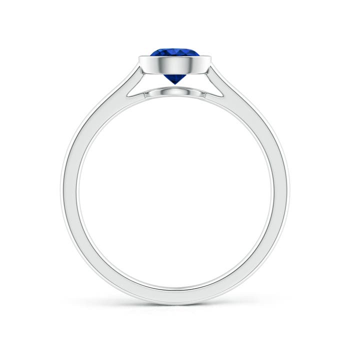 5mm AAAA Classic Bezel-Set Round Blue Sapphire Solitaire Ring in P950 Platinum
